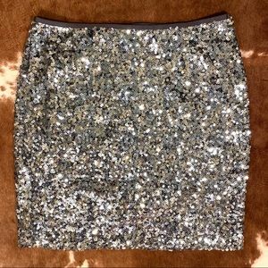 White House Black Market Silver Sequins Mini Skirt